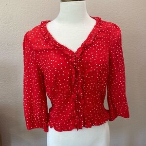 Red polka dot blouse